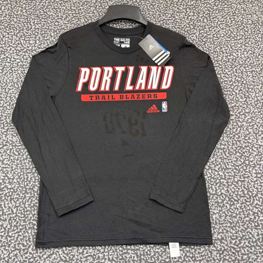 Portland Trailblazers Shirt Youth Large 14-16 Adidas Long Sleeve Crew Neck New L